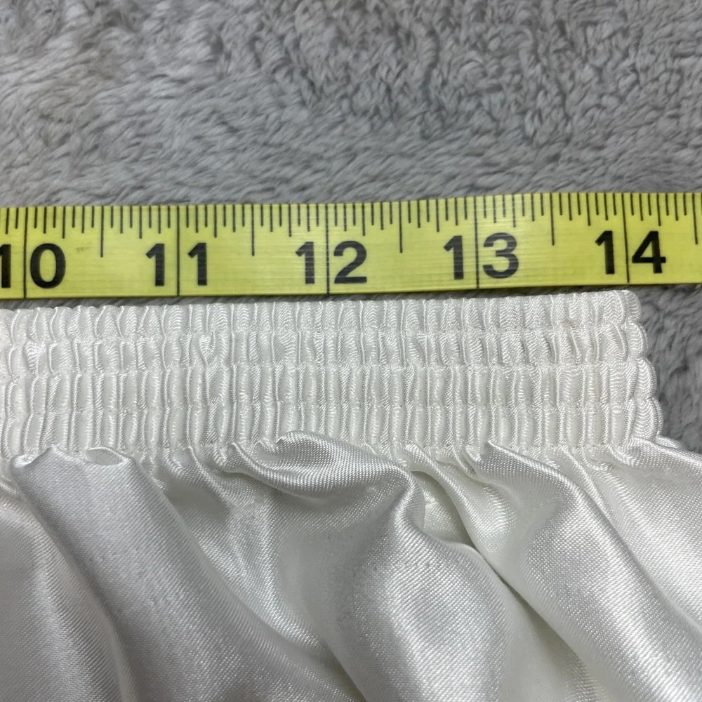 Vtg Barbizon Womens Satin Pajama Set Size XL White‎ Embroidered Lace Top Bottoms